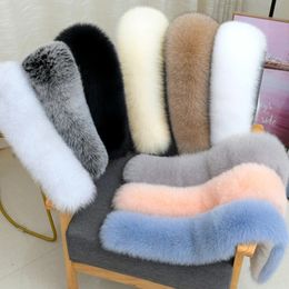 Scarves Real Fox Fur Collar Winter Hood Trims Fur Decor Shawl For Coat Parkaks Women Warm 100% Furry Fur Scarf Luxury Female Scarves 231128