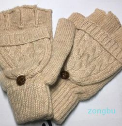 Five Fingers Gloves Women Winter Simple Warm Fingerless Girls Mittens Wool Knitted Exposed Finger Gloves