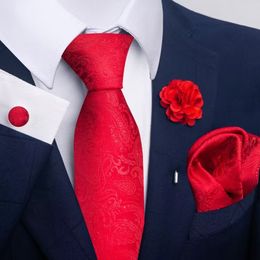 New Designer Mens Ties Luxury 8cm Wedding Ties For Silk Jacquard Woven Men Necktie Ring Brooch Cufflinks Hanky Set DiBanGu.tie four piece set
