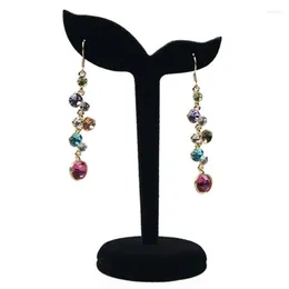 Jewelry Pouches 2X Velvet Earring Display Stand Props Stud Earrings Holder Rack Storage 12Cmx7cm(Black)