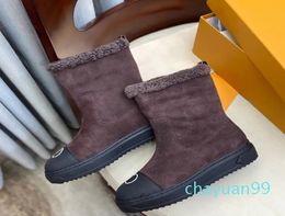 eather Snow Boots Sheep Curly Mid-Calf Boots Wild Comfortable trend