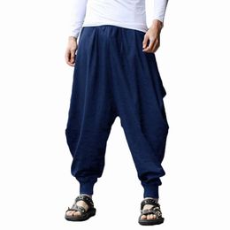 Pants YJSFG HOUSE Brand Mens Harem Pants Grey Hippie Hip Hop Plain Aladdin Martial Male Harem Pants Loose Baggy Trousers Drawstring