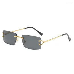 Sunglasses Fashion Square Women's Retro Gradient Borderless Metal Legs Glasses Men's Versatile Street Po Decorative