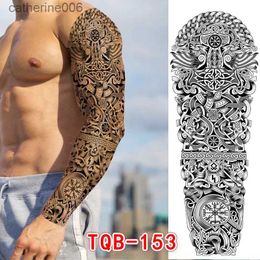 Tattoos Coloured Drawing Stickers Tattoo Sticker for Men Women Tribal Totem Full Arm Tattoo Fake Temporary Tattoos Sleeve Wolf Skull Tatoo Temporari WaterproofL231