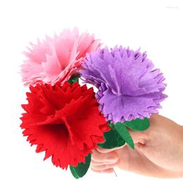 Decorative Flowers 1Pcs Non-woven Carnation Kids Handmade DIY Material Pack For Father's Mother's Day Gift Flowerpot Home Wedding