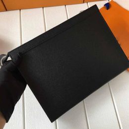 Brand New Mens Clutch Bag Toiletry Pouch Bags Wash Bag Make Up Box Genuine Leather Men BagsBrand handbags zippy bag 27CM M616260B