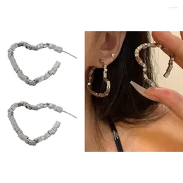 Stud Earrings Punk Hip Hop Geometric Square Beads Love Heart For Women Aesthetic Ear Jewelry