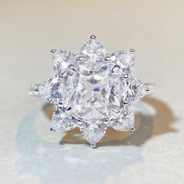 Cluster Rings 2.5ct DColor Moissanite 925 Silver Ring Full Diamonds Sunflower Wedding Test Passed Jewellery Woman Girl Gift