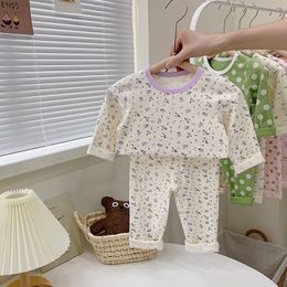 Rompers 9m6t Babies 100% Cotton Soft Underwear Clothes Suit Cute Cartoon Printing Clothings Set Kids Infant Girl Boy Pyjamas 2pcs 230427