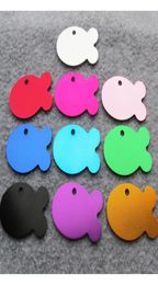 100pcslot Aluminium Blank fish shaped pet dog cat ID tags Cat name pendants factory whole2295951