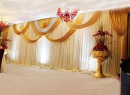 Party Decoration Tanmeluo 3X6M Luxury Wedding Backdrop Curtain White Background Drapery Gold And Sequin Swag Pleated Event Home De9165083