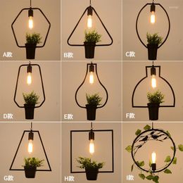 Pendant Lamps Plant Chandelier Retro Industrial Style Creative Personality Clothing Store Milk Tea Shop Restaurant Window Bar Decoration