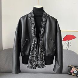 Women's Jackets Hmsevenjz Leather Jacket 2023 Autumn Design Sense Short Casual Korean Fashion Slim Top Female Clothing