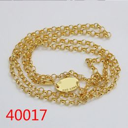 40017 Couple Sterling Silver Necklace Punk Hip Hop Gold Plated Ball Chain Jewelry Silver Buckle Label Letter Neck Rope Fashion Personality Jewelry