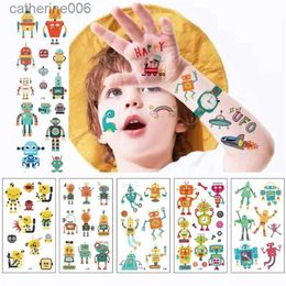 Tattoos Coloured Drawing Stickers 10pcs/Lot Temporary Children Tattoo Stickers Robot Waterproof Fake Kids Child DIY Outer Space Tattoo Dinosaur ChristmasL231128