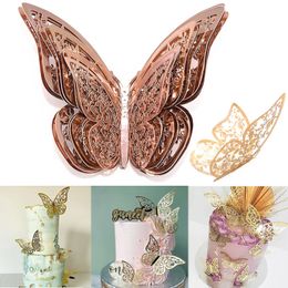 Birthday Cake TOPPER. Rose Gold Butterfly Cake Decoration.