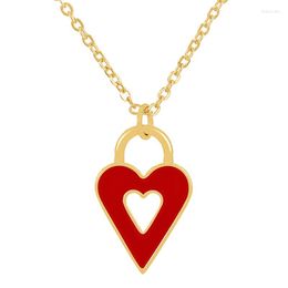 Pendant Necklaces ZHINI Personality Heart Hollow For Women Simple Charming Drip Oil Statement Necklace Party Jewelry