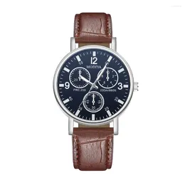 Wristwatches Man Watch Simple Business Casual Chronograph Round Dial Men's Wristwatch Leather Quartz Watches Clock Reloj Hombre