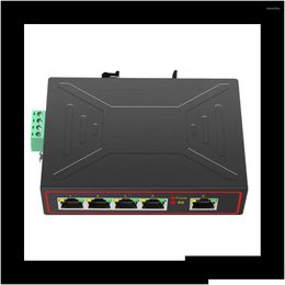 Computer Cables Connectors S 5 Ports 100M Industrial Network Switch Rj45 Hub Internet Splitter Plug And Play Din Rail Type Enhance Dro Dhfi1