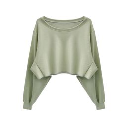 AL Yoga Cropped Sweatshirts Jogger Fiess Tops Short Loose Jacket Laidback Streetwear Smock Sports Dance Long Sleeved T-shirt Beautiful Outside Cover Up 8499