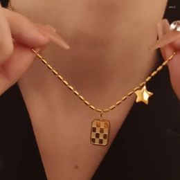 Pendant Necklaces Necklace For Women Star Neck Chain Luxury Jewellery Accessories Fashion Chessboard