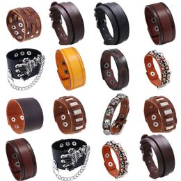 Charm Bracelets Punk Men Cuspidal Spikes Rivet Stud Wide Cuff PU Leather Gothic Rock Bangle Bracelet For Women Wristbands Jewelry