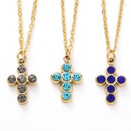 Pendant Necklaces Cross Necklace Stainless Steel For Women Bohemian Gold Colour Chain Zircon Goth Fashion Aesthetic Female 2023