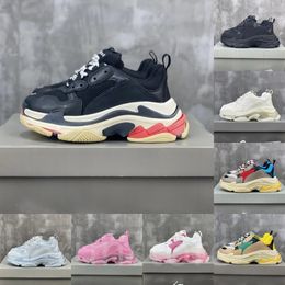 Designer Triple S Plateau-Turnschuhe für Herren und Damen, luxuriös, Schwarz, Weiß, Beige, Blaugrün, Blau, gezüchtet, Rot, Rosa, Tennis, klare Sohle, Freizeitschuhe, Tennis-Sportschuhe