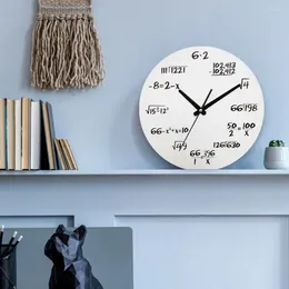 Wall Clocks Math Teacher Gift Silent Non-ticking Wooden Classroom Home Decor With Expressions Quartz Movement 12 Inch
