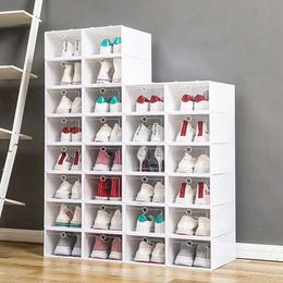 Storage Boxes Bins Men's and women's thickened transparent storage box free combination rack plastic folding dustproof shoe cabinet W0428