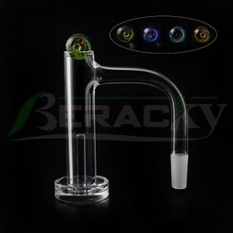 Beracky Full Weld Bevelled Edge Contral Tower Smoking Quartz Banger With Glass Universe Galaxy Space Marble Quartz Terp Pill 16mmOD Fully Welded Nails For Water Bongs
