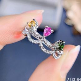 Cluster Rings KJJEAXCMY Fine Jewellery 925 Sterling Silver Inlaid Natural Tourmaline Elegant Crown Chinese Style Gem Ring Support Detect