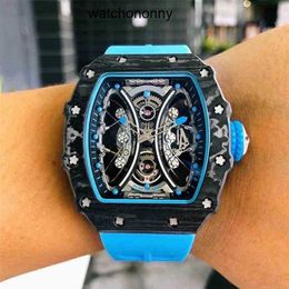Designer Ri mlies Luxury watchs Watch fully business leisure automatic rm53 01 mechanical r watch carbon Fibre case tape male