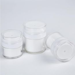 15 30g White Simple Airless Cosmetic Bottle 50g Acrylic Vacuum Cream Jar Cosmetics Pump Lotion Container Rgbtb