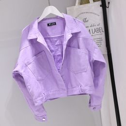 Women's Jackets Spring Autumn Jeans Jacket Women Short Korean Denim Jacket Purple Yellow Coats and Jackets Women Fashion Jaqueta Feminina Pph289 230428