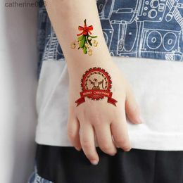 Tattoos Colored Drawing Stickers Waterproof Christmas Tattoo Stickers for Kids Temporary Tattoos Children Body Art Santa Claus Snowman Design Tattoos Women MenL2