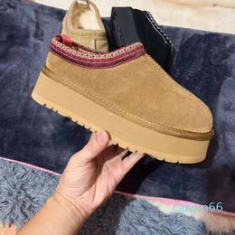 Women Men Ankle Snow Boots Mule Fur Suede Wool Outdoor Half Boot Mules Winter Shoes Chestnut Short windtight