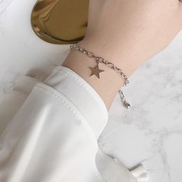 Charm Bracelets Ri Han Ban Stainless Steel Bracelet Female Simple Sen Xi Students Friends And Sisters Chain Five-Pointed Star Jewelry