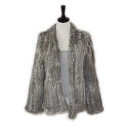 Fur Harppihop real rabbit fur coat women natural real rabbit fur jacket waistcoat/jackets rabbit knitted winter warm coat harppihop