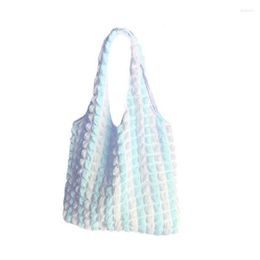 Evening Bags Ladies Summer-Beach Bag Women Cloud Handbag Cute Pleated Tote Fashion Bubble Fabric Shoulder Female Vacation 517D