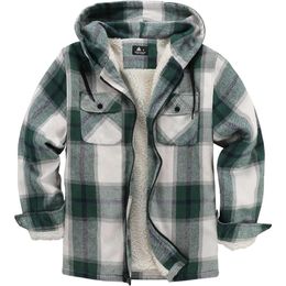 men's flannel shirt jacket wool lined plaid jacket full zip hooded sweater winter jacket winter jacket mens winter jacket 10OLVZ