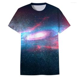 Herren T-Shirts Herren 3D Galaxy Fashion Design Rot Blau Sterne T-Shirts Tops Casual Harajuku Kurzarm Herren Polyester O-Ausschnitt Shirt