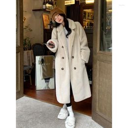 Women's Fur Women Leather Imitation Mink Velvet Long Loose And Thickened Integrated Suit Collar OverCoat Warm Female Plush Coats