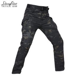 Pants New Style Soft Shell Tactical Camouflage Pants Men Waterproof Military Cargo Fleece Pants Winter Warm Army Trousers