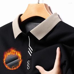 Men's Polos Top Grade 2023 Brand Designer Thick Fleece Polo Shirt Men Clothing Long Sleeve Lapel Mens Shirts Casual T-Shirt Homme