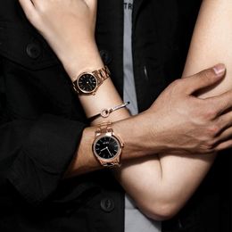 Wristwatches Ladies Watch Fashion Trend Waterproof Simple Temperament Steel Band Couple Pair Men's Luxury