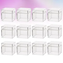 Gift Wrap 12pcs Cupcake Treat Boxes Clear With Lids Transparent Cube Holder Carrier Food Storage Containers