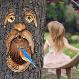 Garden Decorations est Funny Old Man Tree Face Hugger Art Outdoor Amusing Whimsical Sculpture Decor Fa Z2O4 231127