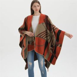 Scarves Autumn Winter Cloak Horse Split Shaw Women's Hooded Cape Pullover Women Poncho Luxury For