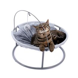 Mats Soft Plush Pet Bed Cat Cradle Hammock Detachable Cat Round Hanging Basket Sofa with Dangling Ball for Cats Small Bed